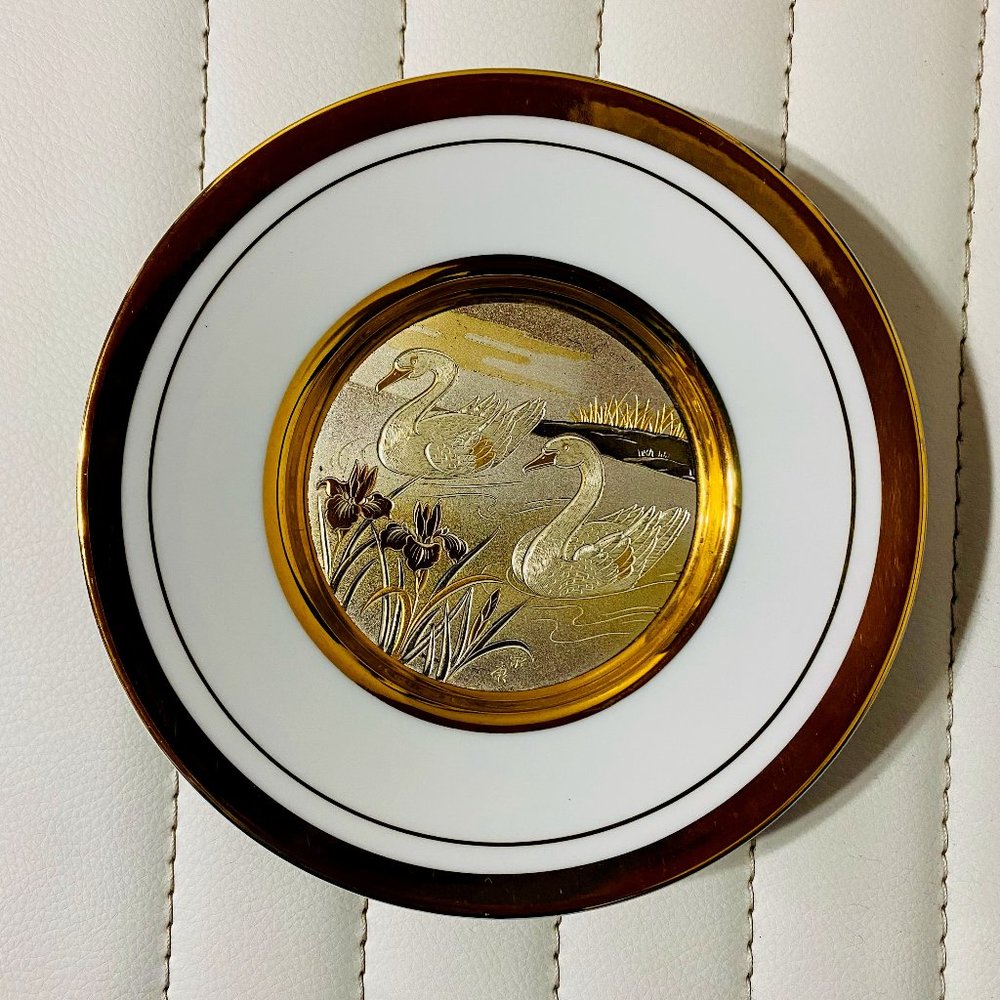 Antique Japanese Decorative Plate Created using the Ancient Art of Chokin.
